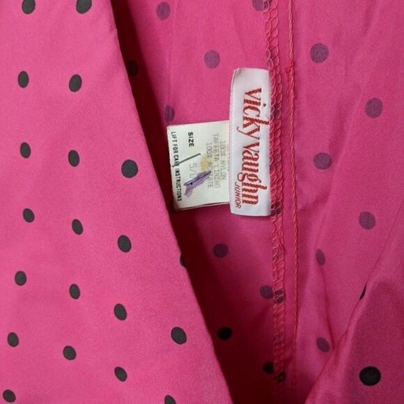 5/$25 Vicky Vaughn vintage 60s-70s taffeta polka dot dress - Picture 3 of 8